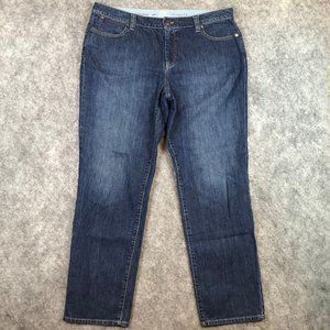 Talbots Jeans Size 14P Boyfriend Faded Distressed Mid Rise Straight Crop Blue